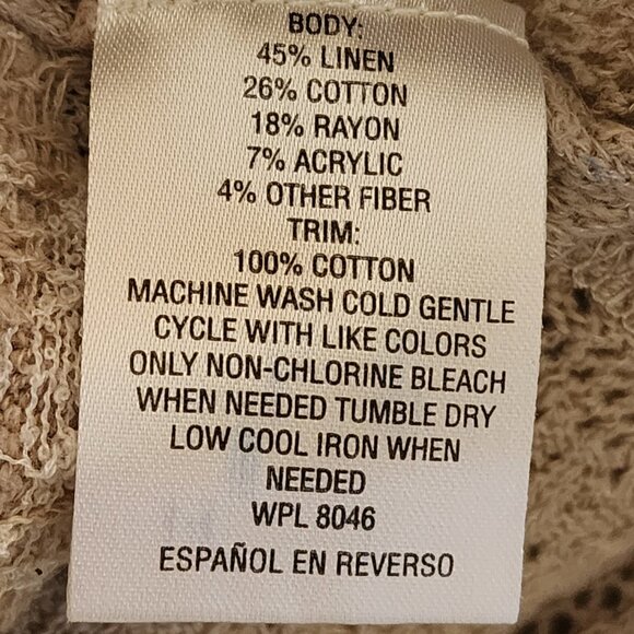 Style & Co Floral Knit Sweater M – Boho Layered Hem Beige Pullover Top - Picture 9 of 10